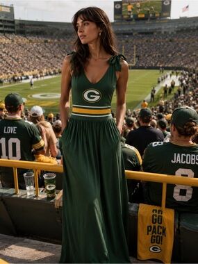 Green Bay Packers Women’s Small Maxi Dress NFL Football Game Day Dress